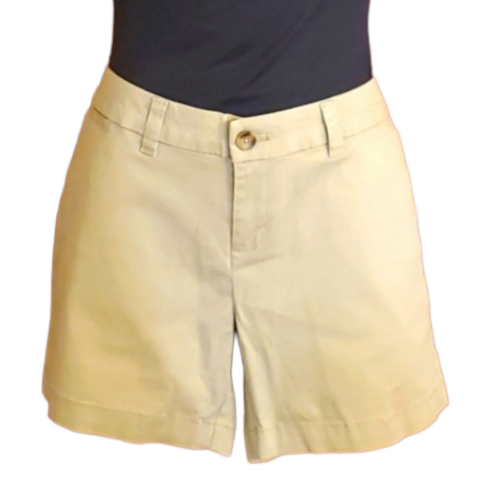 Faded Glory Women's Khaki Flat Front Chino Shorts 5" Inseam